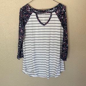 Floral striped long sleeve dress/casual shirt